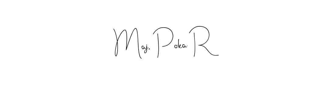 The best way (Andilay-7BmLP) to make a short signature is to pick only two or three words in your name. The name Maj. Poka R include a total of six letters. For converting this name. Maj. Poka R signature style 4 images and pictures png