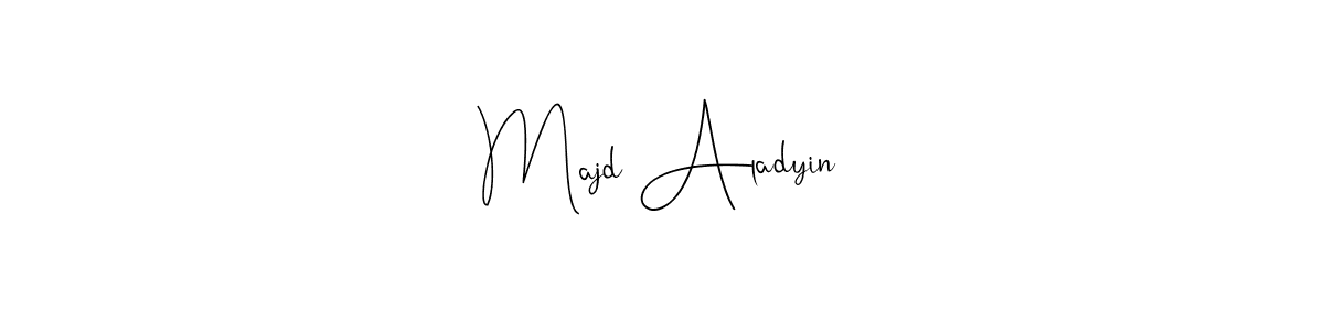 Andilay-7BmLP is a professional signature style that is perfect for those who want to add a touch of class to their signature. It is also a great choice for those who want to make their signature more unique. Get Majd Aladyin name to fancy signature for free. Majd Aladyin signature style 4 images and pictures png