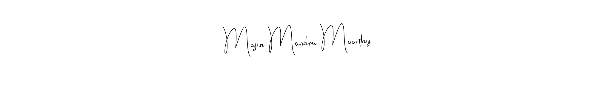 How to make Majin Mandra Moorthy name signature. Use Andilay-7BmLP style for creating short signs online. This is the latest handwritten sign. Majin Mandra Moorthy signature style 4 images and pictures png