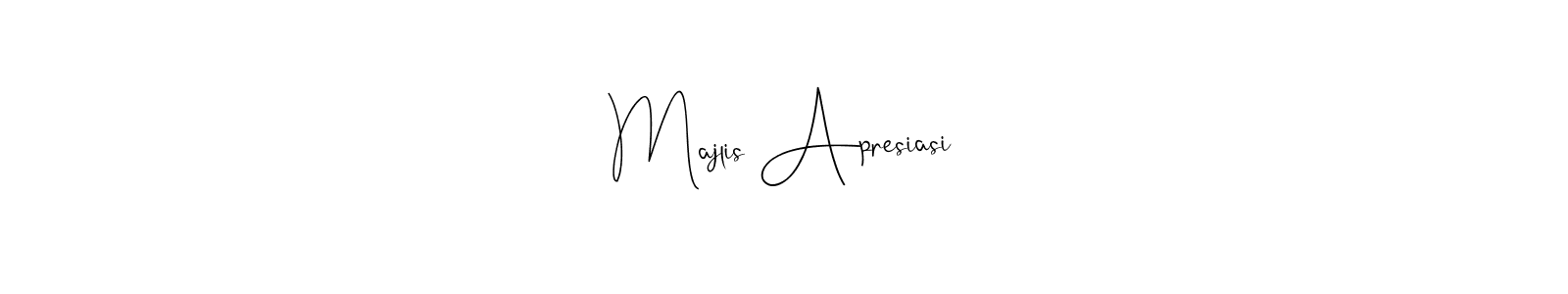 Also we have Majlis Apresiasi name is the best signature style. Create professional handwritten signature collection using Andilay-7BmLP autograph style. Majlis Apresiasi signature style 4 images and pictures png