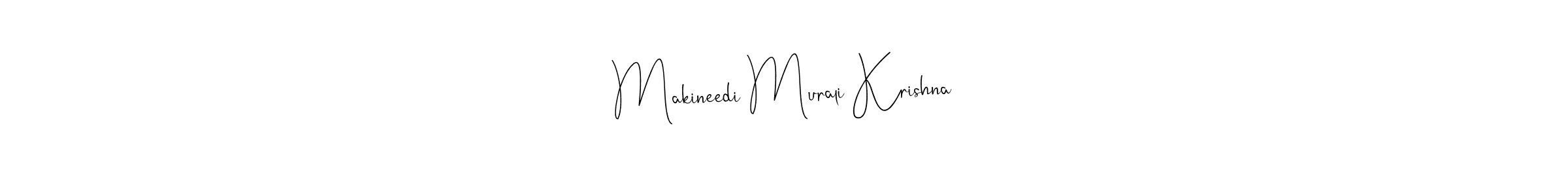 The best way (Andilay-7BmLP) to make a short signature is to pick only two or three words in your name. The name Makineedi Murali Krishna include a total of six letters. For converting this name. Makineedi Murali Krishna signature style 4 images and pictures png