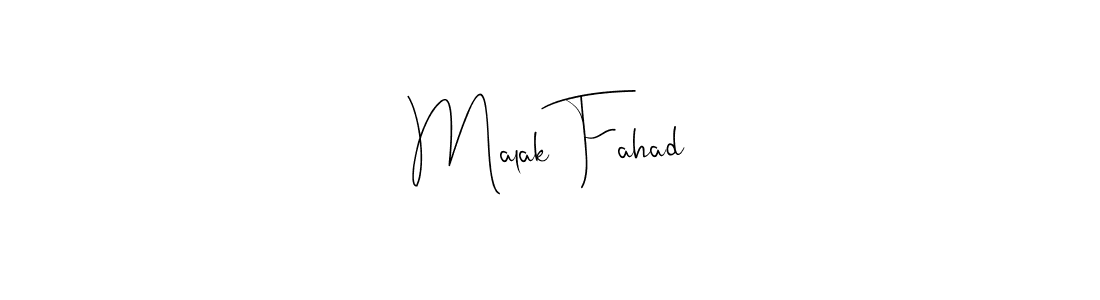 How to make Malak Fahad name signature. Use Andilay-7BmLP style for creating short signs online. This is the latest handwritten sign. Malak Fahad signature style 4 images and pictures png