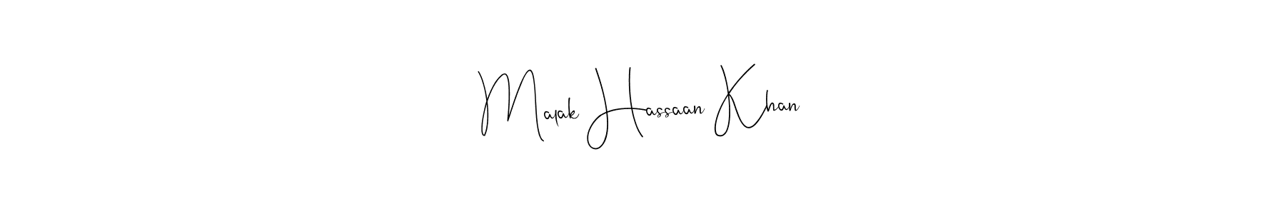 if you are searching for the best signature style for your name Malak Hassaan Khan. so please give up your signature search. here we have designed multiple signature styles  using Andilay-7BmLP. Malak Hassaan Khan signature style 4 images and pictures png