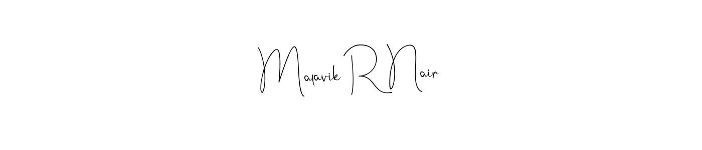 if you are searching for the best signature style for your name Malavik R Nair. so please give up your signature search. here we have designed multiple signature styles  using Andilay-7BmLP. Malavik R Nair signature style 4 images and pictures png