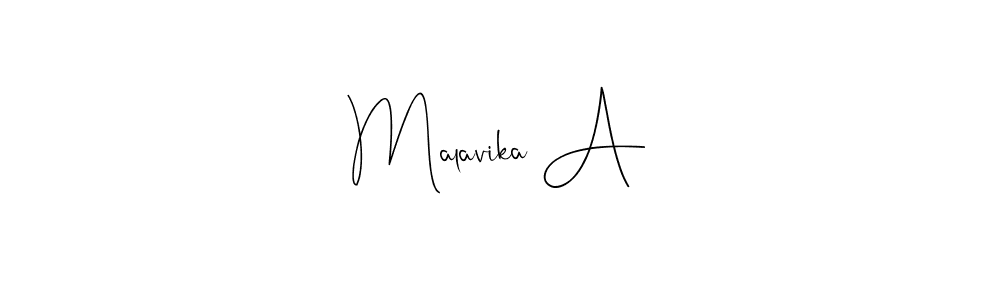 Create a beautiful signature design for name Malavika A. With this signature (Andilay-7BmLP) fonts, you can make a handwritten signature for free. Malavika A signature style 4 images and pictures png