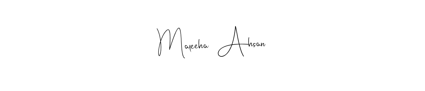 Andilay-7BmLP is a professional signature style that is perfect for those who want to add a touch of class to their signature. It is also a great choice for those who want to make their signature more unique. Get Maleeha  Ahsan name to fancy signature for free. Maleeha  Ahsan signature style 4 images and pictures png