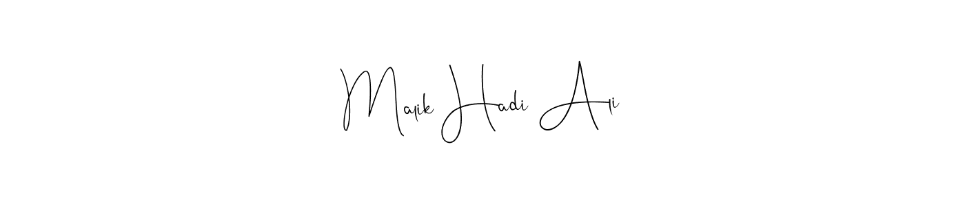 if you are searching for the best signature style for your name Malik Hadi Ali. so please give up your signature search. here we have designed multiple signature styles  using Andilay-7BmLP. Malik Hadi Ali signature style 4 images and pictures png