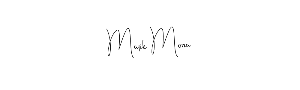 How to make Malik Mona name signature. Use Andilay-7BmLP style for creating short signs online. This is the latest handwritten sign. Malik Mona signature style 4 images and pictures png