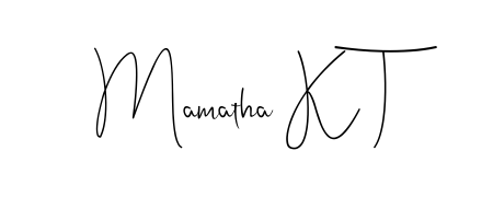 Give your name Mamatha K T an exquisite flair with the Andilay-7BmLP script font. Ideal for contracts, resumes, and formal letterheads. Mamatha K T signature style 4 images and pictures png