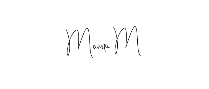 How to make Mamta M name signature. Use Andilay-7BmLP style for creating short signs online. This is the latest handwritten sign. Mamta M signature style 4 images and pictures png