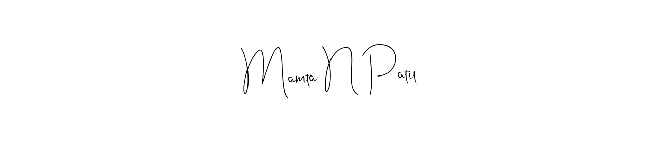 How to make Mamta N Patil name signature. Use Andilay-7BmLP style for creating short signs online. This is the latest handwritten sign. Mamta N Patil signature style 4 images and pictures png