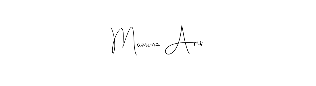 This is the best signature style for the Mamuna Arif name. Also you like these signature font (Andilay-7BmLP). Mix name signature. Mamuna Arif signature style 4 images and pictures png