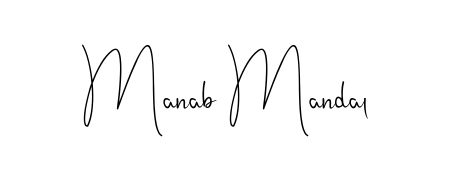 A sleek calligraphic signature for name Manab Mandal utilizing Andilay-7BmLP styling. Great for adding personal signatures to photos and art. Manab Mandal signature style 4 images and pictures png