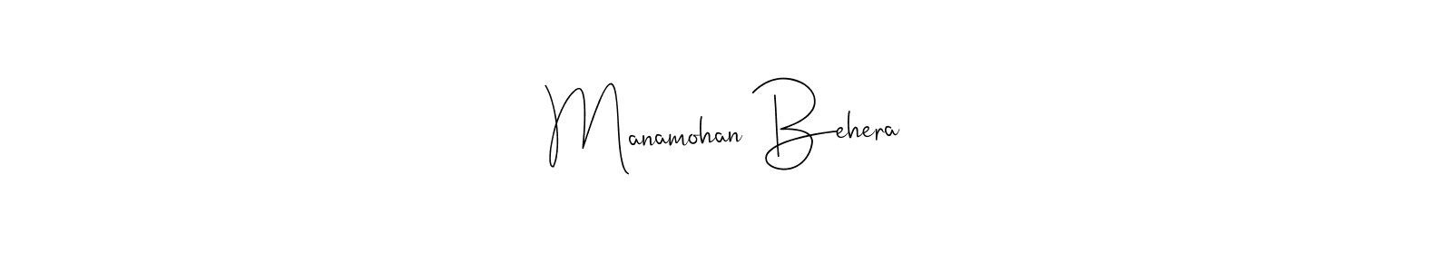 Create a beautiful signature design for name Manamohan Behera. With this signature (Andilay-7BmLP) fonts, you can make a handwritten signature for free. Manamohan Behera signature style 4 images and pictures png