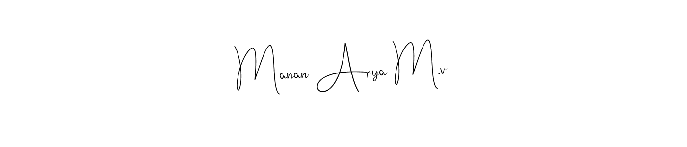 Similarly Andilay-7BmLP is the best handwritten signature design. Signature creator online .You can use it as an online autograph creator for name Manan Arya M.v. Manan Arya M.v signature style 4 images and pictures png