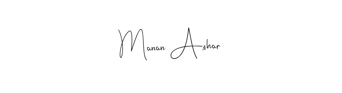How to make Manan Azhar name signature. Use Andilay-7BmLP style for creating short signs online. This is the latest handwritten sign. Manan Azhar signature style 4 images and pictures png