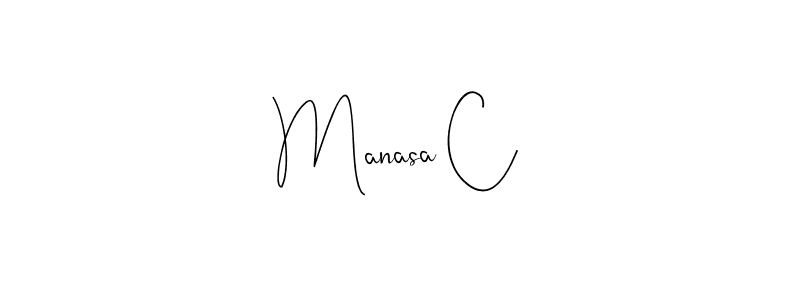 How to make Manasa C name signature. Use Andilay-7BmLP style for creating short signs online. This is the latest handwritten sign. Manasa C signature style 4 images and pictures png