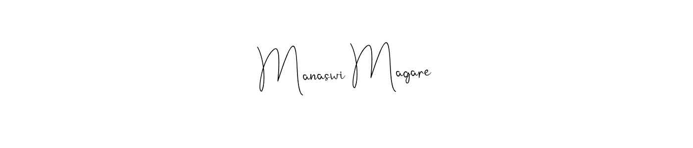 How to make Manaswi Magare name signature. Use Andilay-7BmLP style for creating short signs online. This is the latest handwritten sign. Manaswi Magare signature style 4 images and pictures png