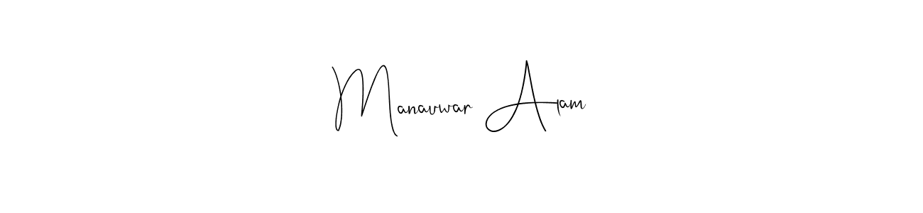How to make Manauwar Alam name signature. Use Andilay-7BmLP style for creating short signs online. This is the latest handwritten sign. Manauwar Alam signature style 4 images and pictures png