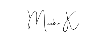 Designed for modern professionals: Manbir K name signature crafted with Andilay-7BmLP script. Ready for digital PDF workflows. Manbir K signature style 4 images and pictures png