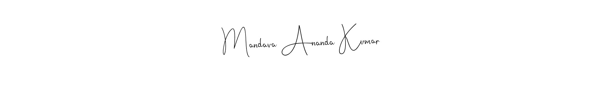 How to make Mandava Ananda Kumar name signature. Use Andilay-7BmLP style for creating short signs online. This is the latest handwritten sign. Mandava Ananda Kumar signature style 4 images and pictures png