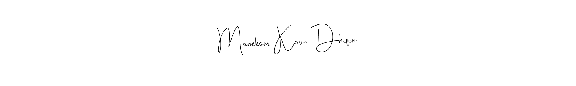 How to make Manekam Kaur Dhillon signature? Andilay-7BmLP is a professional autograph style. Create handwritten signature for Manekam Kaur Dhillon name. Manekam Kaur Dhillon signature style 4 images and pictures png