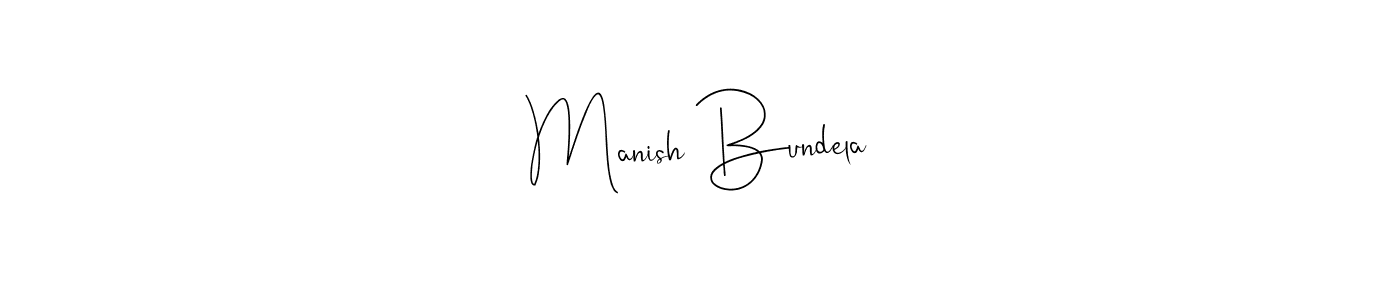 if you are searching for the best signature style for your name Manish Bundela. so please give up your signature search. here we have designed multiple signature styles  using Andilay-7BmLP. Manish Bundela signature style 4 images and pictures png