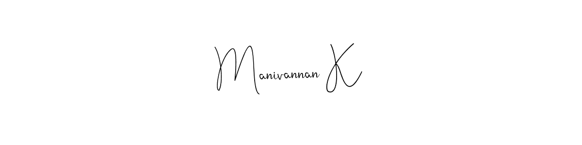 How to make Manivannan K name signature. Use Andilay-7BmLP style for creating short signs online. This is the latest handwritten sign. Manivannan K signature style 4 images and pictures png