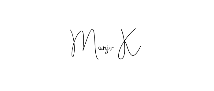How to make Manju K name signature. Use Andilay-7BmLP style for creating short signs online. This is the latest handwritten sign. Manju K signature style 4 images and pictures png