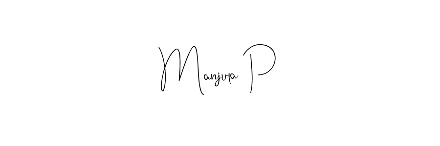 How to make Manjula P name signature. Use Andilay-7BmLP style for creating short signs online. This is the latest handwritten sign. Manjula P signature style 4 images and pictures png