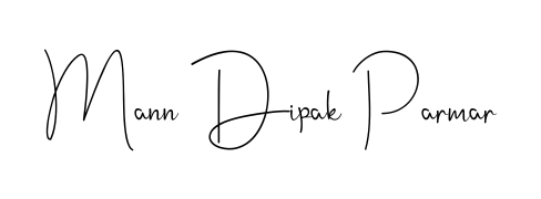 The Andilay-7BmLP font transforms the name Mann Dipak Parmar into an executive sign with sharp precision and distinguished character. Mann Dipak Parmar signature style 4 images and pictures png