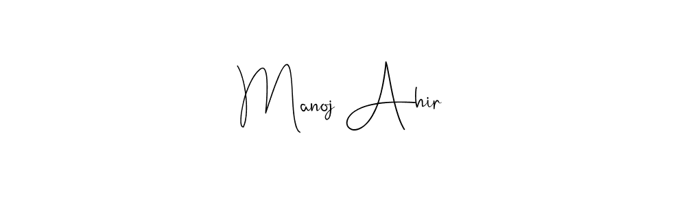 if you are searching for the best signature style for your name Manoj Ahir. so please give up your signature search. here we have designed multiple signature styles  using Andilay-7BmLP. Manoj Ahir signature style 4 images and pictures png