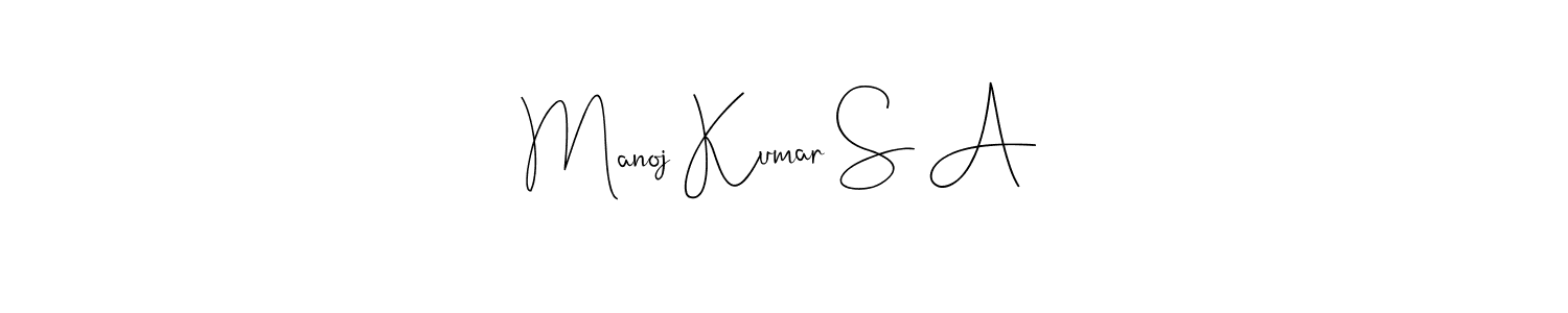 The best way (Andilay-7BmLP) to make a short signature is to pick only two or three words in your name. The name Manoj Kumar S A include a total of six letters. For converting this name. Manoj Kumar S A signature style 4 images and pictures png