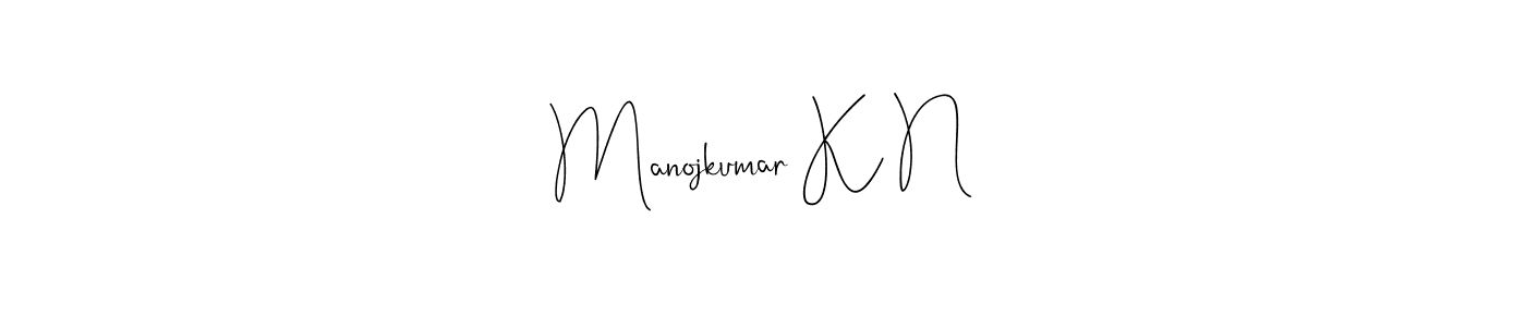 The best way (Andilay-7BmLP) to make a short signature is to pick only two or three words in your name. The name Manojkumar K N include a total of six letters. For converting this name. Manojkumar K N signature style 4 images and pictures png