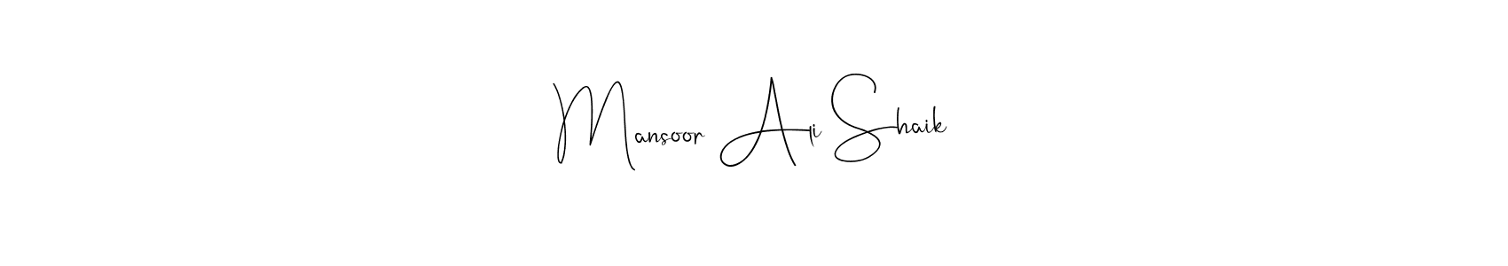 The best way (Andilay-7BmLP) to make a short signature is to pick only two or three words in your name. The name Mansoor Ali Shaik include a total of six letters. For converting this name. Mansoor Ali Shaik signature style 4 images and pictures png