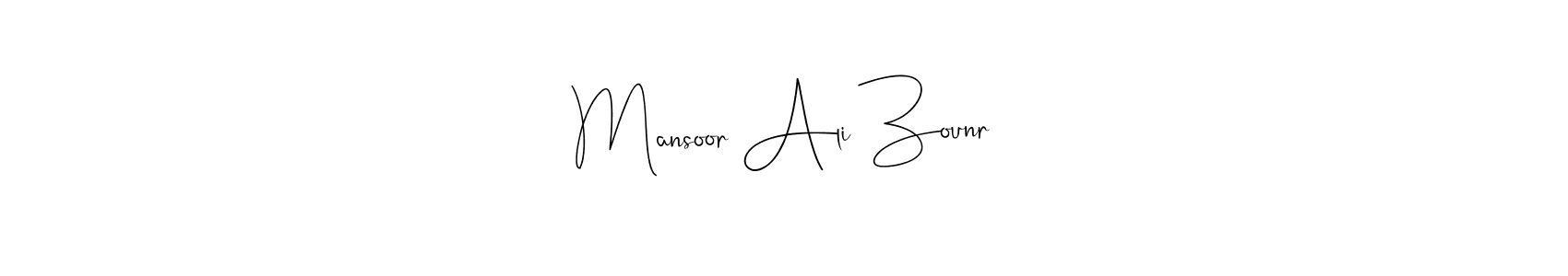 See photos of Mansoor Ali Zounr official signature by Spectra . Check more albums & portfolios. Read reviews & check more about Andilay-7BmLP font. Mansoor Ali Zounr signature style 4 images and pictures png