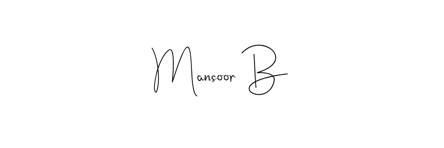 Make a beautiful signature design for name Mansoor B. With this signature (Andilay-7BmLP) style, you can create a handwritten signature for free. Mansoor B signature style 4 images and pictures png