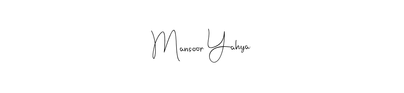 Make a beautiful signature design for name Mansoor Yahya. With this signature (Andilay-7BmLP) style, you can create a handwritten signature for free. Mansoor Yahya signature style 4 images and pictures png