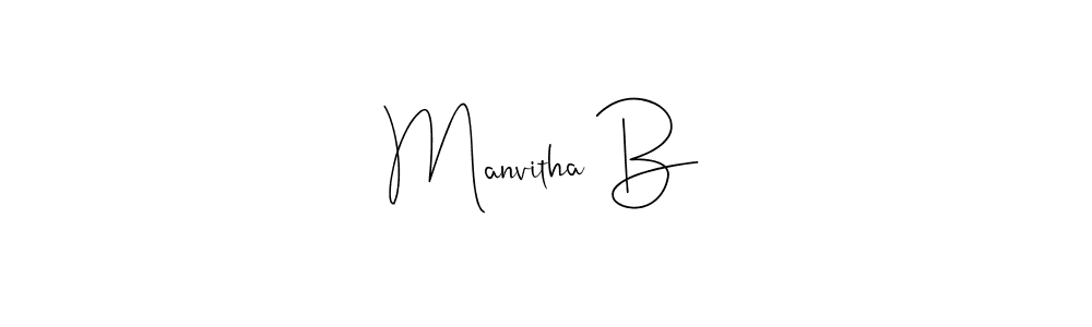 How to make Manvitha B signature? Andilay-7BmLP is a professional autograph style. Create handwritten signature for Manvitha B name. Manvitha B signature style 4 images and pictures png