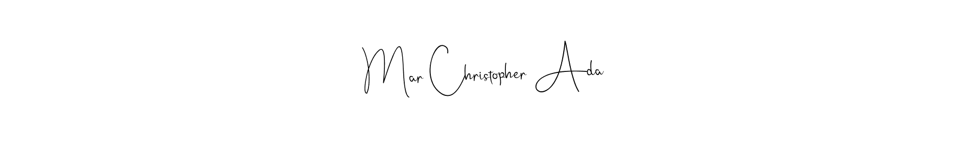Andilay-7BmLP is a professional signature style that is perfect for those who want to add a touch of class to their signature. It is also a great choice for those who want to make their signature more unique. Get Mar Christopher Ada name to fancy signature for free. Mar Christopher Ada signature style 4 images and pictures png