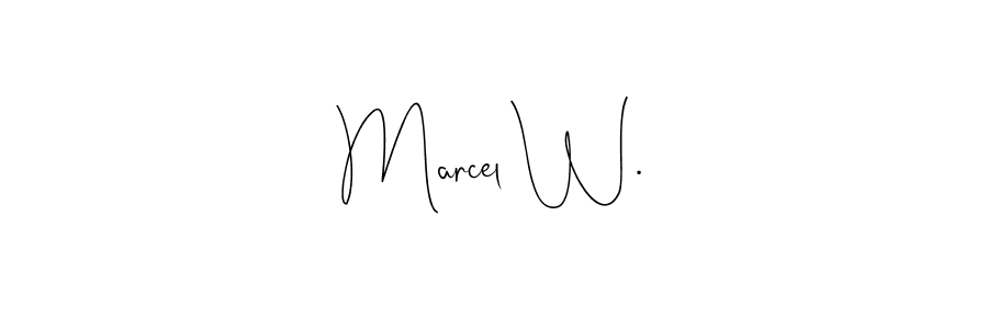 How to make Marcel W. name signature. Use Andilay-7BmLP style for creating short signs online. This is the latest handwritten sign. Marcel W. signature style 4 images and pictures png