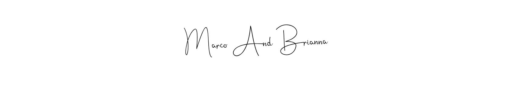 How to make Marco And Brianna name signature. Use Andilay-7BmLP style for creating short signs online. This is the latest handwritten sign. Marco And Brianna signature style 4 images and pictures png