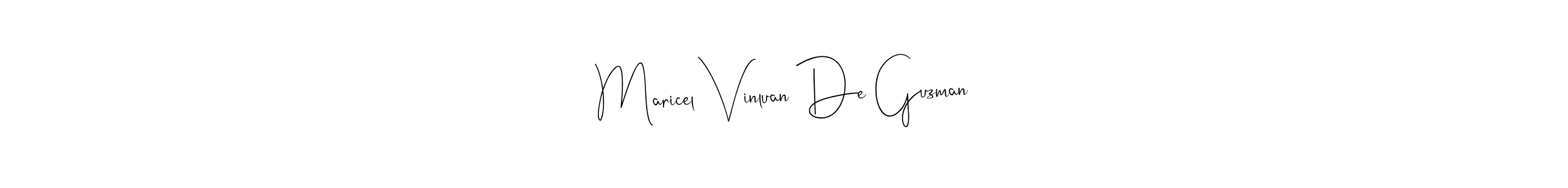 if you are searching for the best signature style for your name Maricel Vinluan De Guzman. so please give up your signature search. here we have designed multiple signature styles  using Andilay-7BmLP. Maricel Vinluan De Guzman signature style 4 images and pictures png