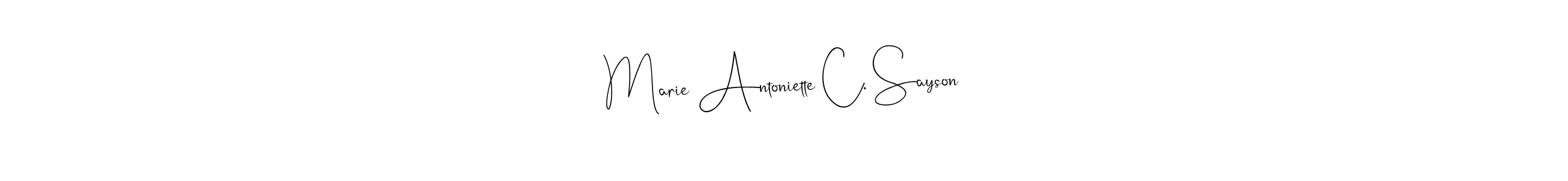 Andilay-7BmLP is a professional signature style that is perfect for those who want to add a touch of class to their signature. It is also a great choice for those who want to make their signature more unique. Get Marie Antoniette C. Sayson name to fancy signature for free. Marie Antoniette C. Sayson signature style 4 images and pictures png