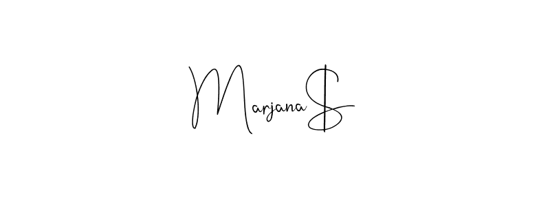 if you are searching for the best signature style for your name Marjana$. so please give up your signature search. here we have designed multiple signature styles  using Andilay-7BmLP. Marjana$ signature style 4 images and pictures png