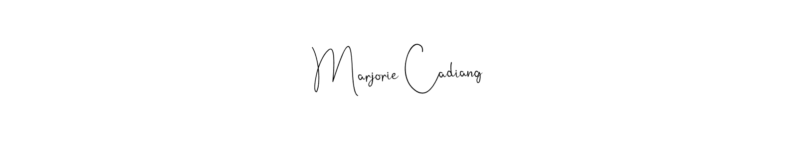 It looks lik you need a new signature style for name Marjorie Cadiang. Design unique handwritten (Andilay-7BmLP) signature with our free signature maker in just a few clicks. Marjorie Cadiang signature style 4 images and pictures png