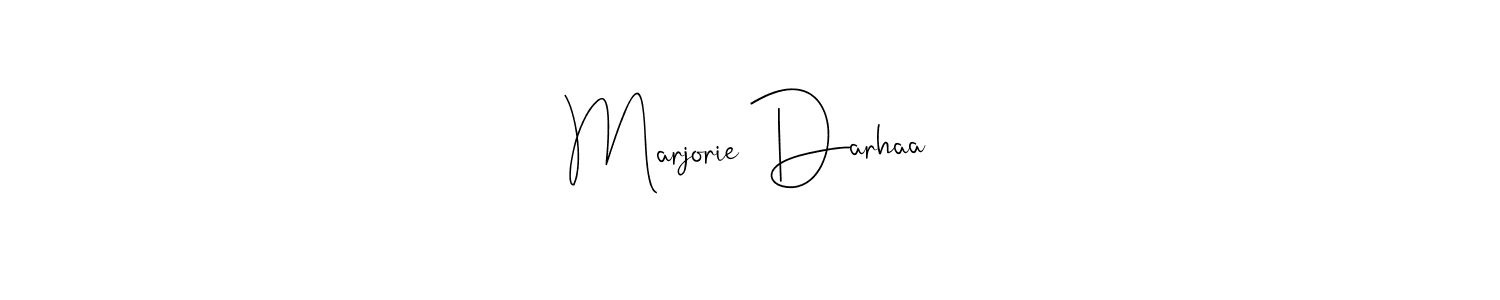 The best way (Andilay-7BmLP) to make a short signature is to pick only two or three words in your name. The name Marjorie Darhaa include a total of six letters. For converting this name. Marjorie Darhaa signature style 4 images and pictures png