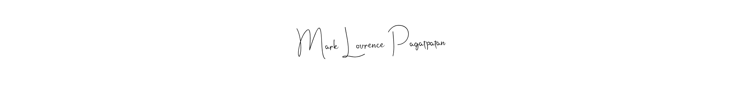 How to make Mark Lourence Pagatpatan name signature. Use Andilay-7BmLP style for creating short signs online. This is the latest handwritten sign. Mark Lourence Pagatpatan signature style 4 images and pictures png