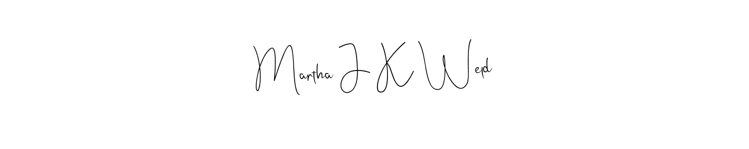 Andilay-7BmLP is a professional signature style that is perfect for those who want to add a touch of class to their signature. It is also a great choice for those who want to make their signature more unique. Get Martha J K Weld name to fancy signature for free. Martha J K Weld signature style 4 images and pictures png
