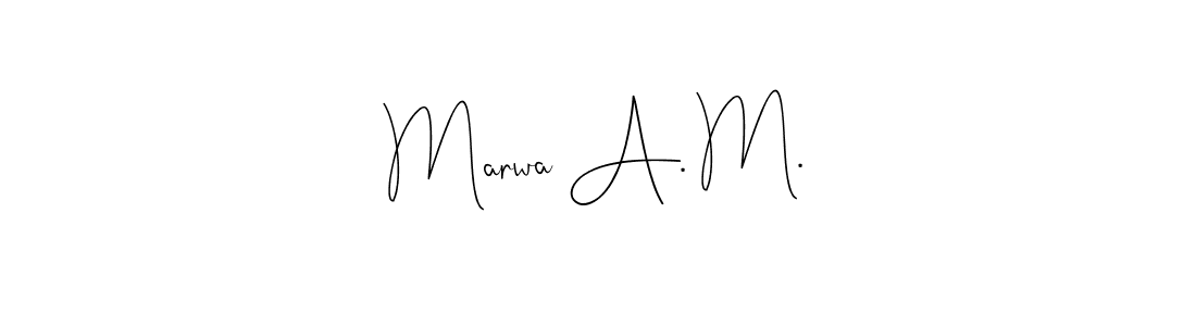 The best way (Andilay-7BmLP) to make a short signature is to pick only two or three words in your name. The name Marwa A. M. include a total of six letters. For converting this name. Marwa A. M. signature style 4 images and pictures png